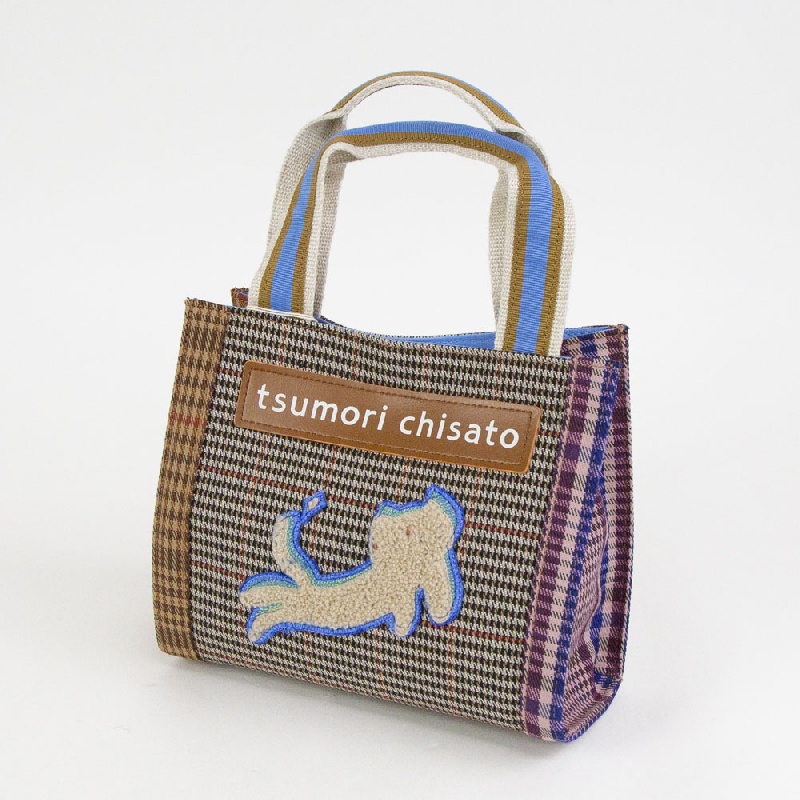 TSUMORI CHISATO ツモリチサト フレームチェック キラネコ ハンドバッグ 50835