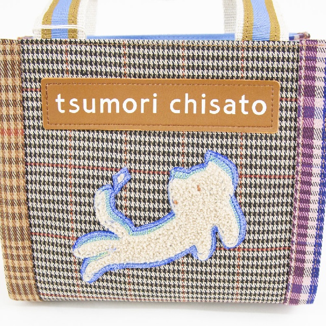 TSUMORI CHISATO ツモリチサト フレームチェック キラネコ ハンドバッグ 50835-5