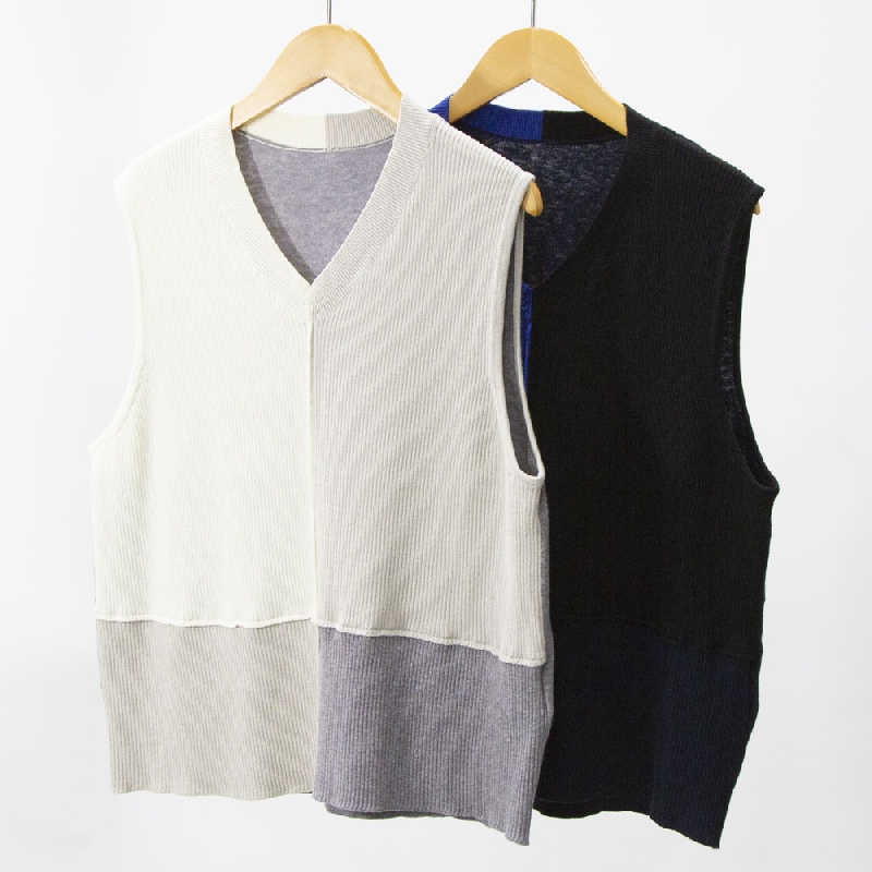 Y's for living　ワイズフォーリビング　ミックスニット　ベスト　K25-K07-25