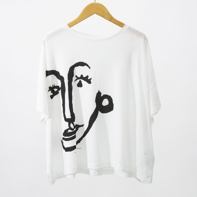 Y's for living　ワイズフォーリビング　C/Rライト天竺　「FACE」半袖ワイドショートシャツ　K44-T39-14-1