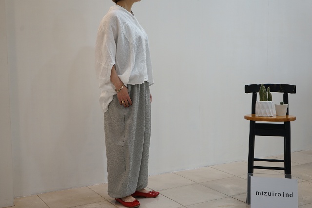 mizuiroind   ミズイロインド　リネンスタンドカラーコクーンシャツ　2-230083-13