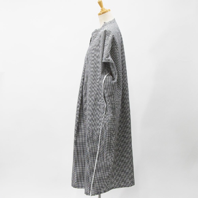 Y's for living　ワイズフォーリビング　サッカーギンガムチェック　スリットネックワンピース　L01-D01-28-2