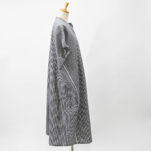 Y's for living　ワイズフォーリビング　サッカーギンガムチェック　スリットネックワンピース　L01-D01-28-4