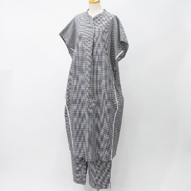 Y's for living　ワイズフォーリビング　サッカーギンガムチェック　スリットネックワンピース　L01-D01-28-10