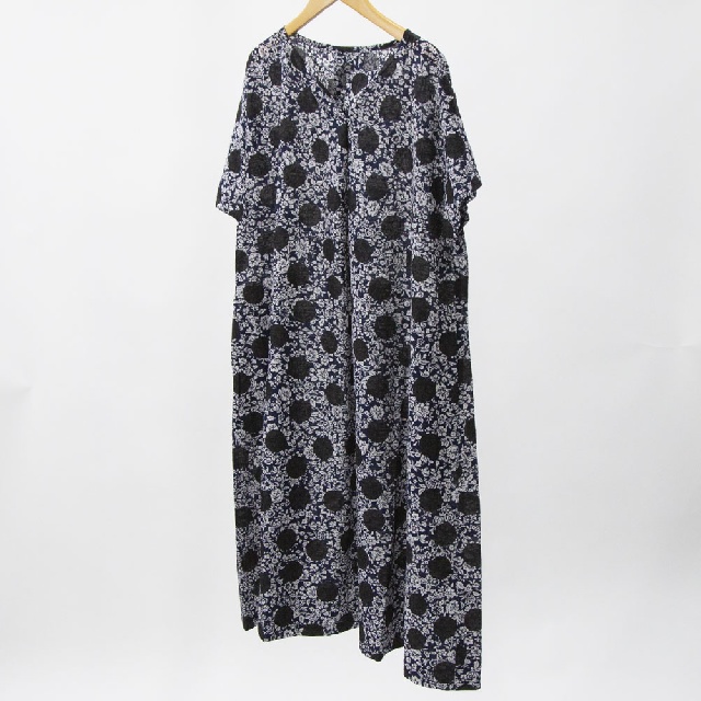Y's for living　ワイズフォーリビング　リップルプリント　スリットネックワンピース　L10-D02-33-2