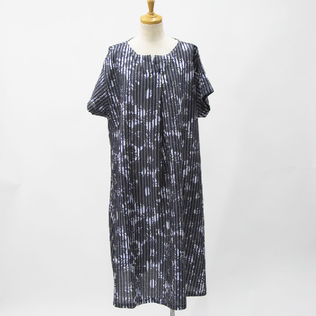 Y's for living　ワイズフォーリビング　リップルプリント　スリットネックワンピース　L10-D02-33-3