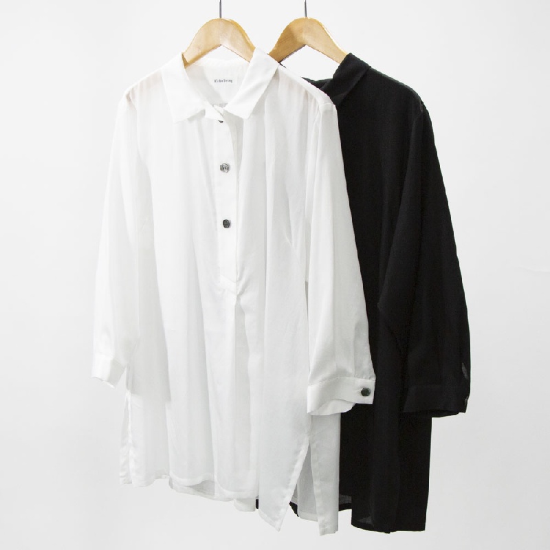 Y's for living　ワイズフォーリビング　80/1サテン　八分袖シャツ　L25-R17-27
