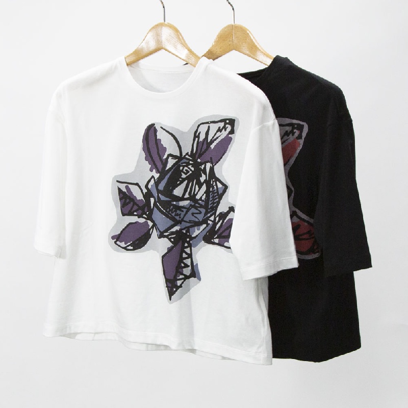 Y's for living　ワイズフォーリビング　ソフト天竺ワイルドフラワープリント　半袖シャツ　L35-T18-95