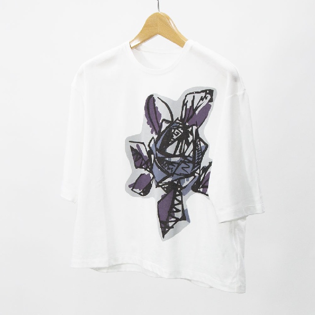 Y's for living　ワイズフォーリビング　ソフト天竺ワイルドフラワープリント　半袖シャツ　L35-T18-95-1