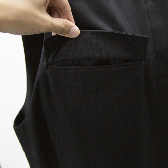mizuiro ind　ミズイロインド　ポケット付きクルーネックロングジレ　3-250060-7