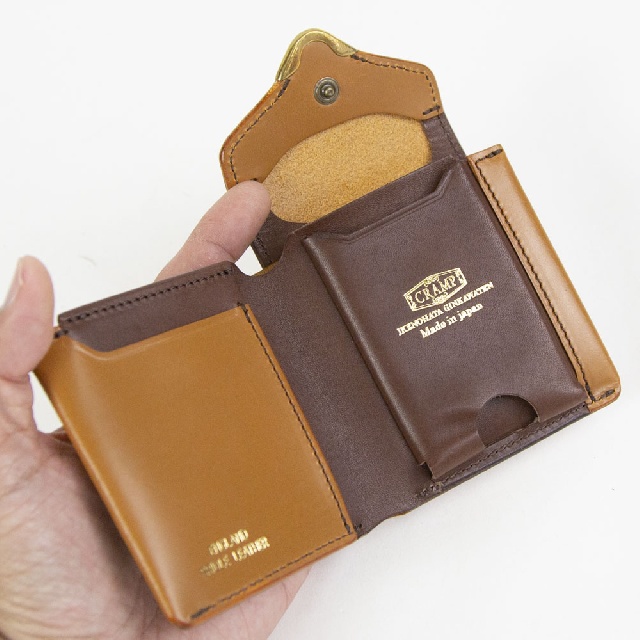 池之端銀革店　Cramp　クランプ　UKブライドルレザー　フロント金具　ギャルソンスリムウォレット　CR-928-11