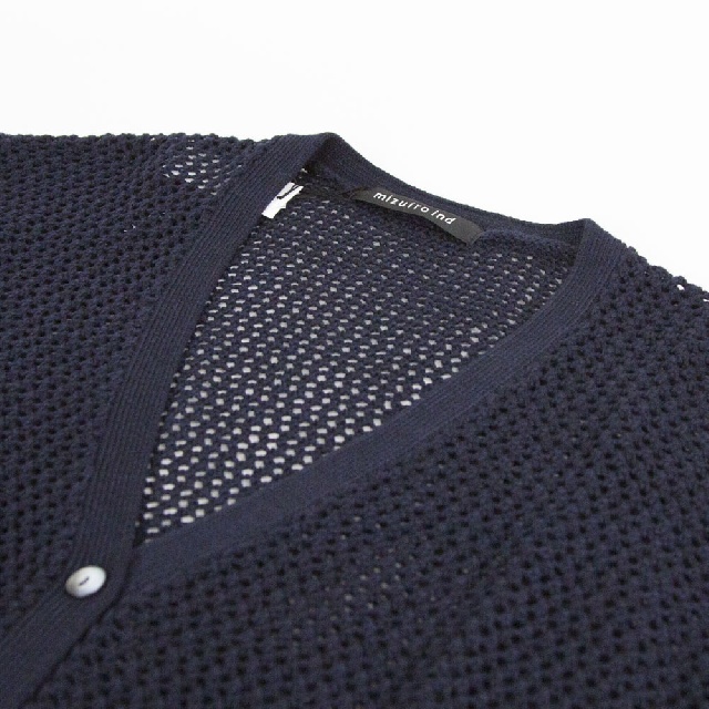 mizuiro ind　ミズイロインド　メッシュVネックカーディガン　3-220094-7