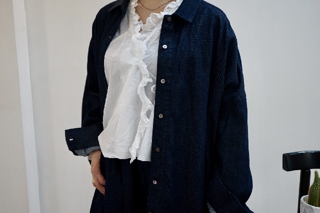 mizuiro ind　ミズイロインド　デニムワイドシャツ　3-230101-12