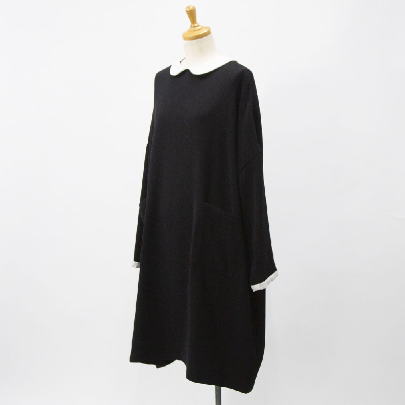 mizuiro ind　ミズイロインド　襟付きサテンコクーンワンピース　4-250050