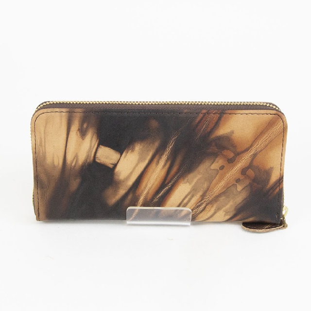 AinSoph　アインソフ　奄美泥染め ラウンドファスナー 長財布　DA1180-AMD-2