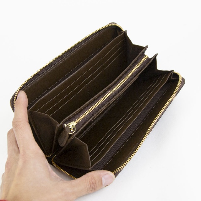 AinSoph　アインソフ　奄美泥染め ラウンドファスナー 長財布　DA1180-AMD-5