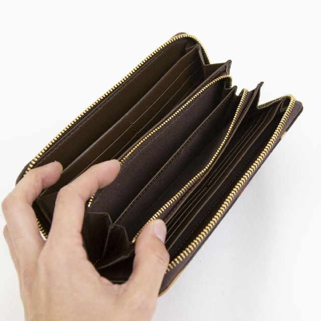 AinSoph　アインソフ　奄美泥染め ラウンドファスナー 長財布　DA1180-AMD-6