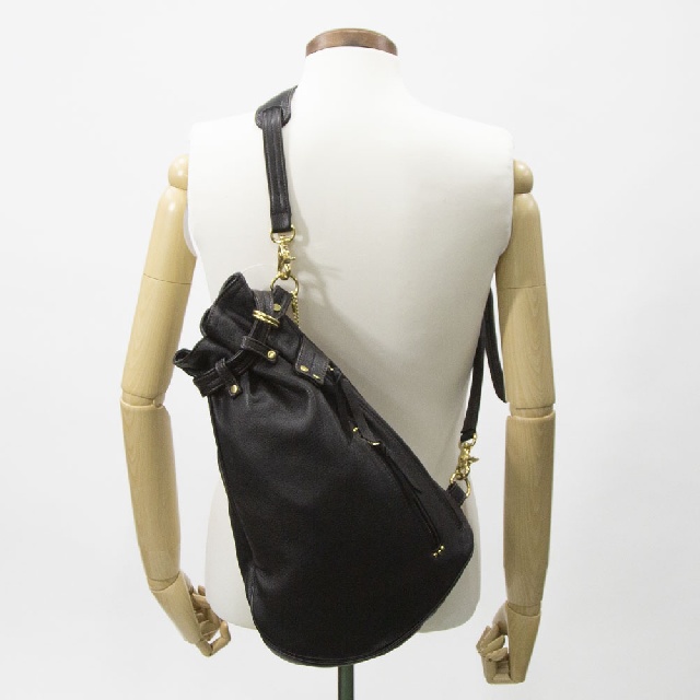 Groover Leather　グルーバーレザー　信州鹿革 巾着ショルダーバッグ　HI-DK-100-12