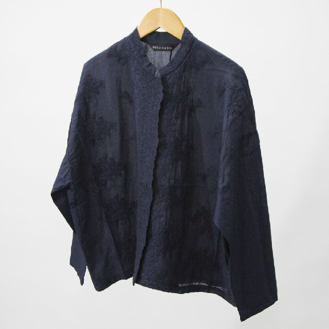 mizuiro ind　ミズイロインド　レーススタンドカラーワイドシャツ　1-239005-2