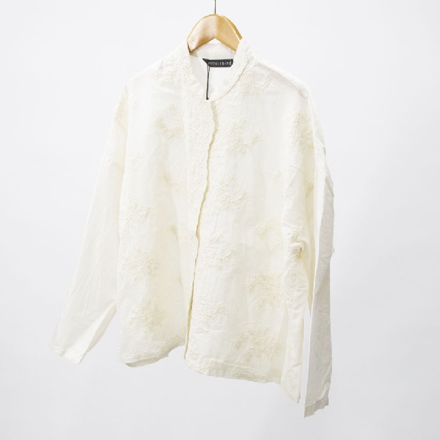 mizuiro ind　ミズイロインド　レーススタンドカラーワイドシャツ　1-239005-3