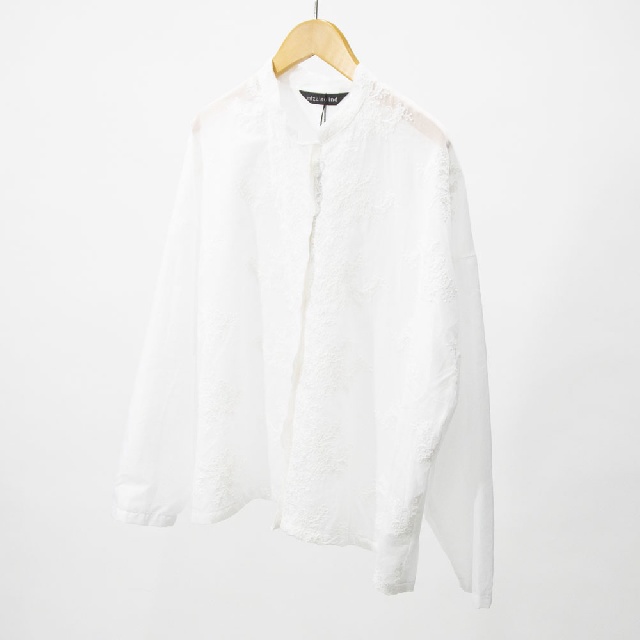 mizuiro ind　ミズイロインド　レーススタンドカラーワイドシャツ　1-239005-4