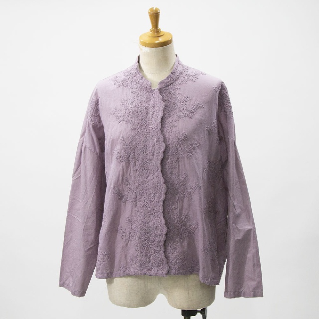 mizuiro ind　ミズイロインド　レーススタンドカラーワイドシャツ　1-239005-5