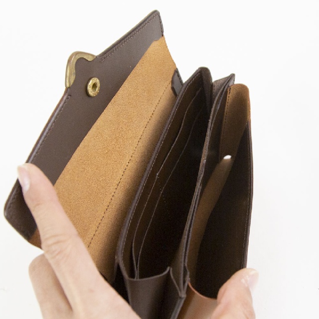 池之端銀革店　Cramp　クランプ　UKブライドルレザー　フロント金具　クラッチウォレット　長財布　CR-927-9