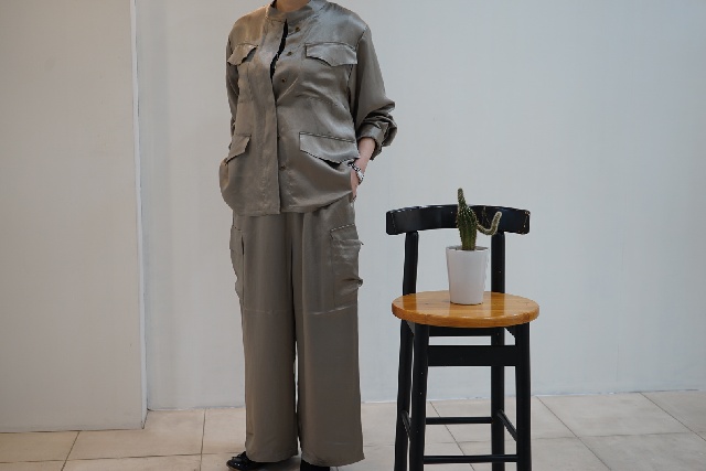 mizuiro ind　ミズイロインド　サテンワークシャツ　1-230130-14