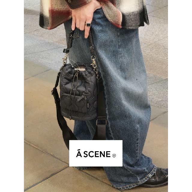 A SCENE　エーシーン　Kinchaku shoulder quilt　キルト 巾着 ショルダー　AS04-010-17