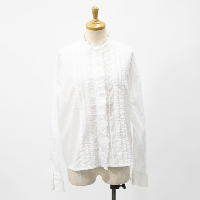 MidiUmi　ミディウミ　ピンタックレースシャツ　1-730078-1