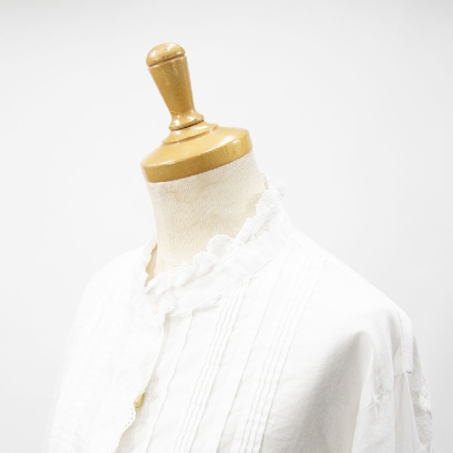 MidiUmi　ミディウミ　ピンタックレースシャツ　1-730078-5