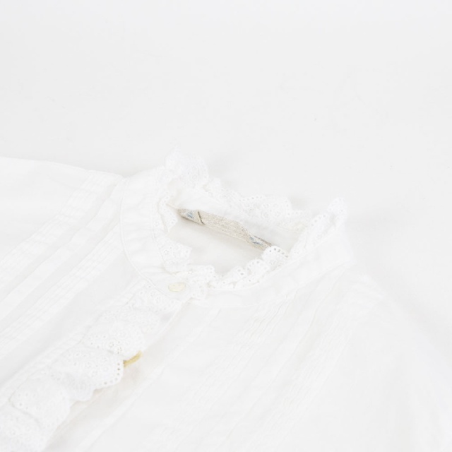 MidiUmi　ミディウミ　ピンタックレースシャツ　1-730078-6