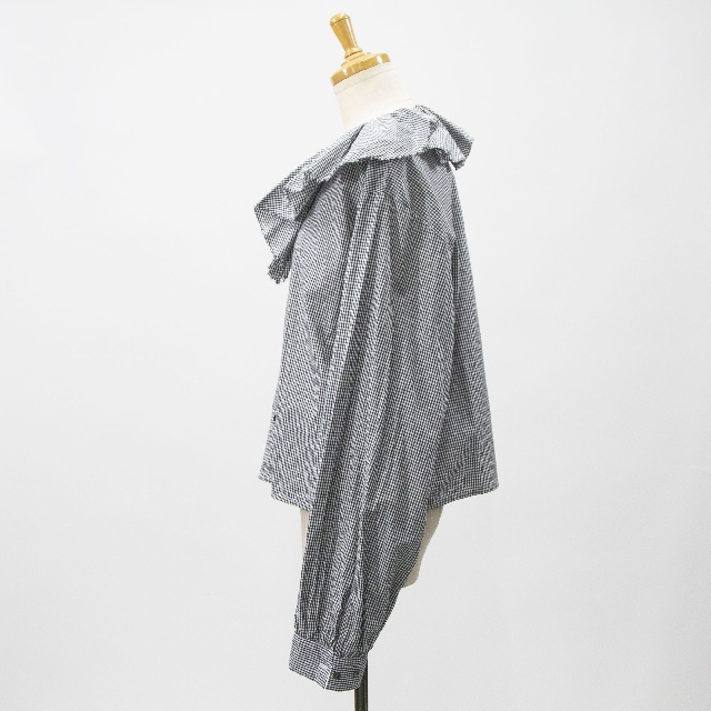 mizuiro ind　ミズイロインド　チェックフリルギャザーカラーシャツ　1-230152-3