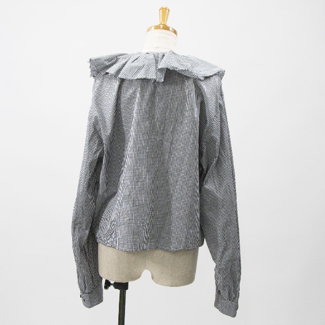 mizuiro ind　ミズイロインド　チェックフリルギャザーカラーシャツ　1-230152-4