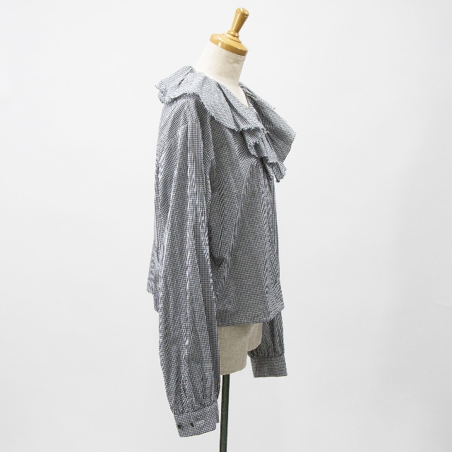 mizuiro ind　ミズイロインド　チェックフリルギャザーカラーシャツ　1-230152-5