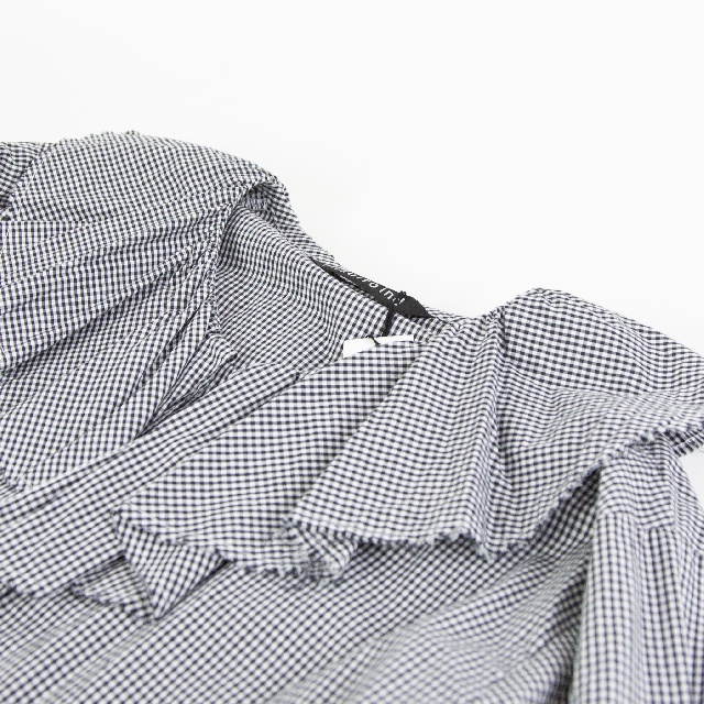 mizuiro ind　ミズイロインド　チェックフリルギャザーカラーシャツ　1-230152-7