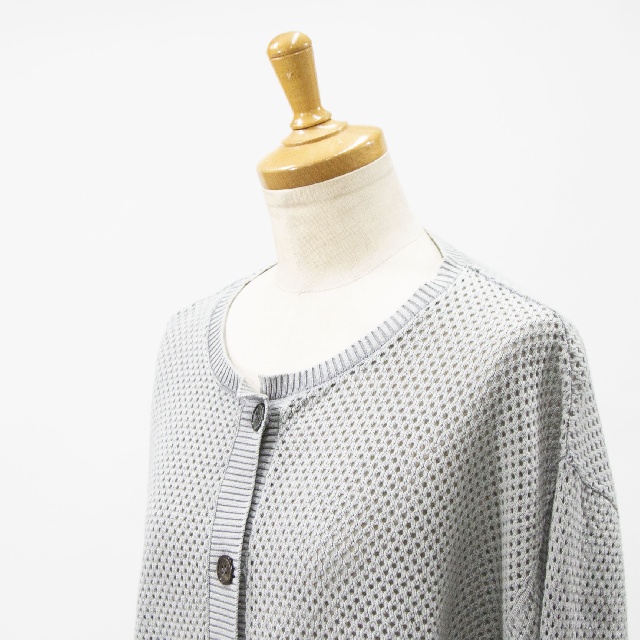 mizuiro ind　ミズイロインド　ストーンウォッシュメッシュクルーネックカーディガン　1-220068-6