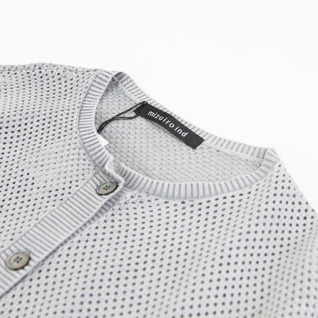 mizuiro ind　ミズイロインド　ストーンウォッシュメッシュクルーネックカーディガン　1-220068-7